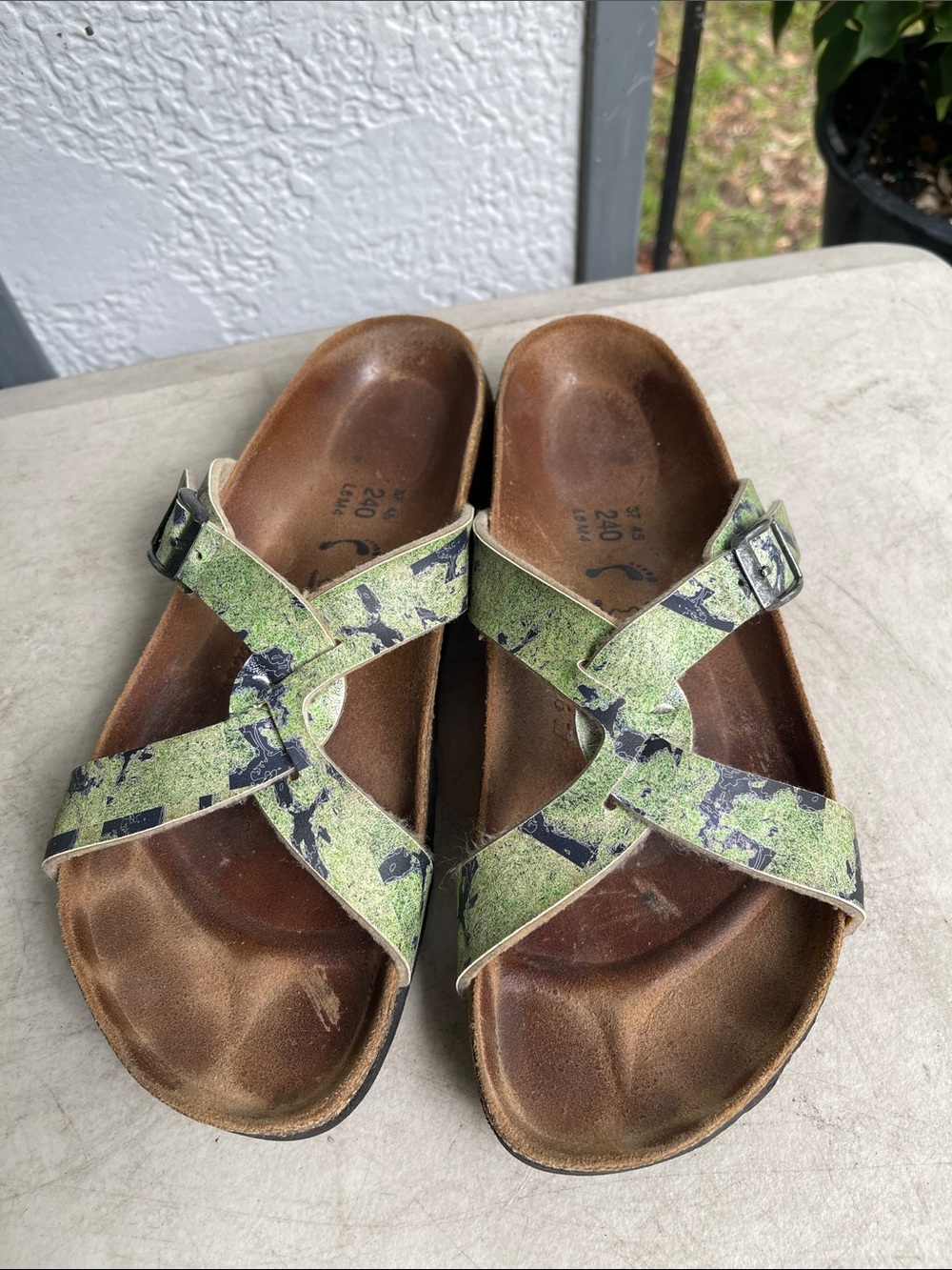 Birkenstock Green Black Patterned Women's Sandals